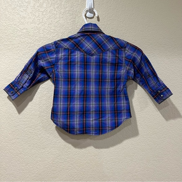 Wrangler 20X Long Sleeve Button Down Shirt Kids Boys Size XXS 2T-3T Plaid - Picture 4 of 11